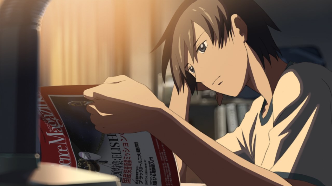 Такаки Тоно Наверное, это будет по-настоящему одинокое странствие, превосходящее всякое воображение, полёт к далёкой цели в абсолютной пустоте. Без надежды случайно встретить даже атом водорода. А каково это очутиться в бездне и верить всем сердцем, что ты приближаешься к тайнам Вселенной? Как долго мы будем лететь?... Как долго мы сможем лететь?..