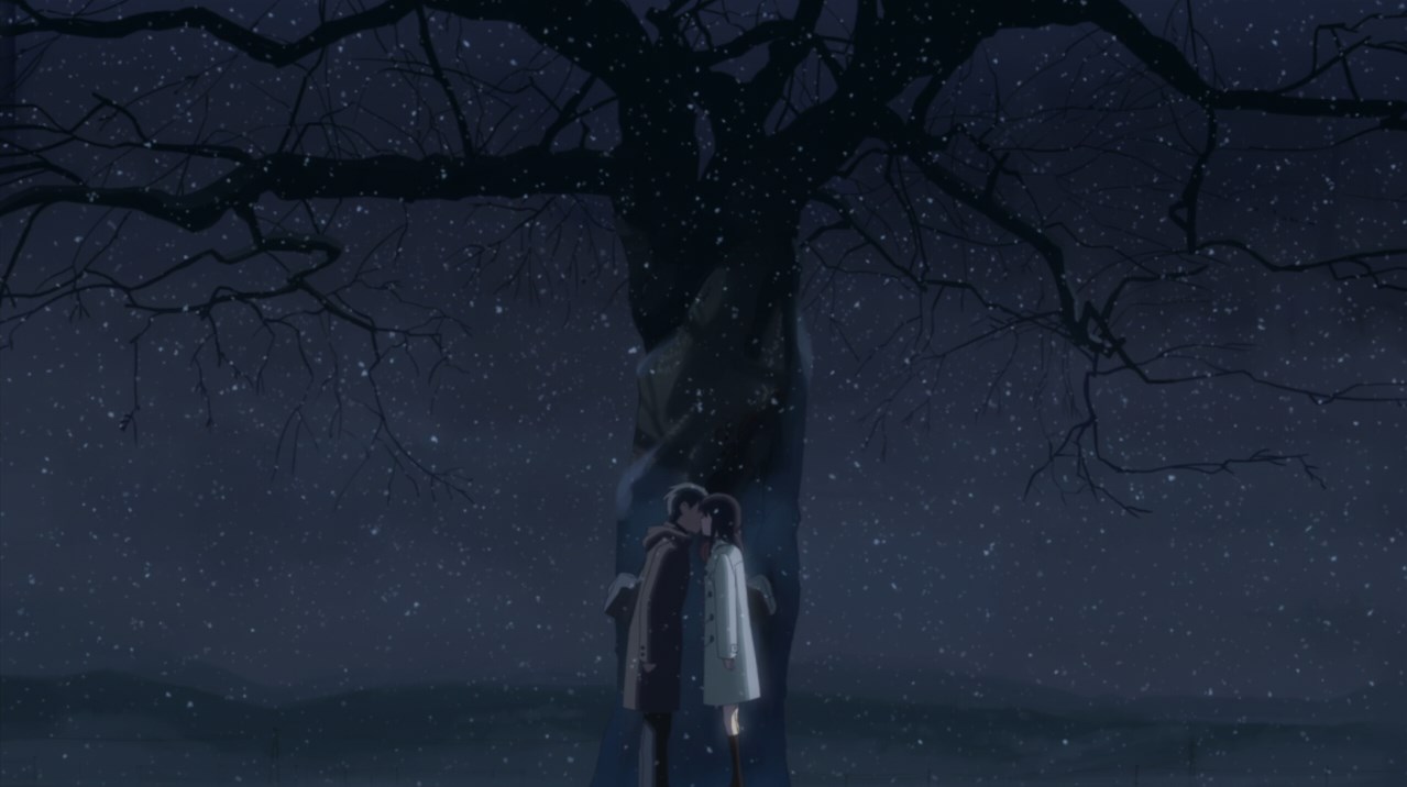 Такаки Тоно В то мгновение я ясно ощутил, что значит вечность... что значит сердце... что значит душа. Я словно бы понял всё то, что случилось со мной за тринадцать лет. Но мгновение прошло, и мне стало невыносимо грустно. Доброта Акари, душа Акари... Смогу ли я сберечь их? Вправе ли я увлекать Акари за собой? Ответов на эти вопросы я не знал. Я отчётливо понял только, что отныне мы с ней уже не сможем быть всегда вместе. Нас по-прежнему ждала необозримая жизнь. Перед нами раскинулась неизбежная равнина времени без конца и края...