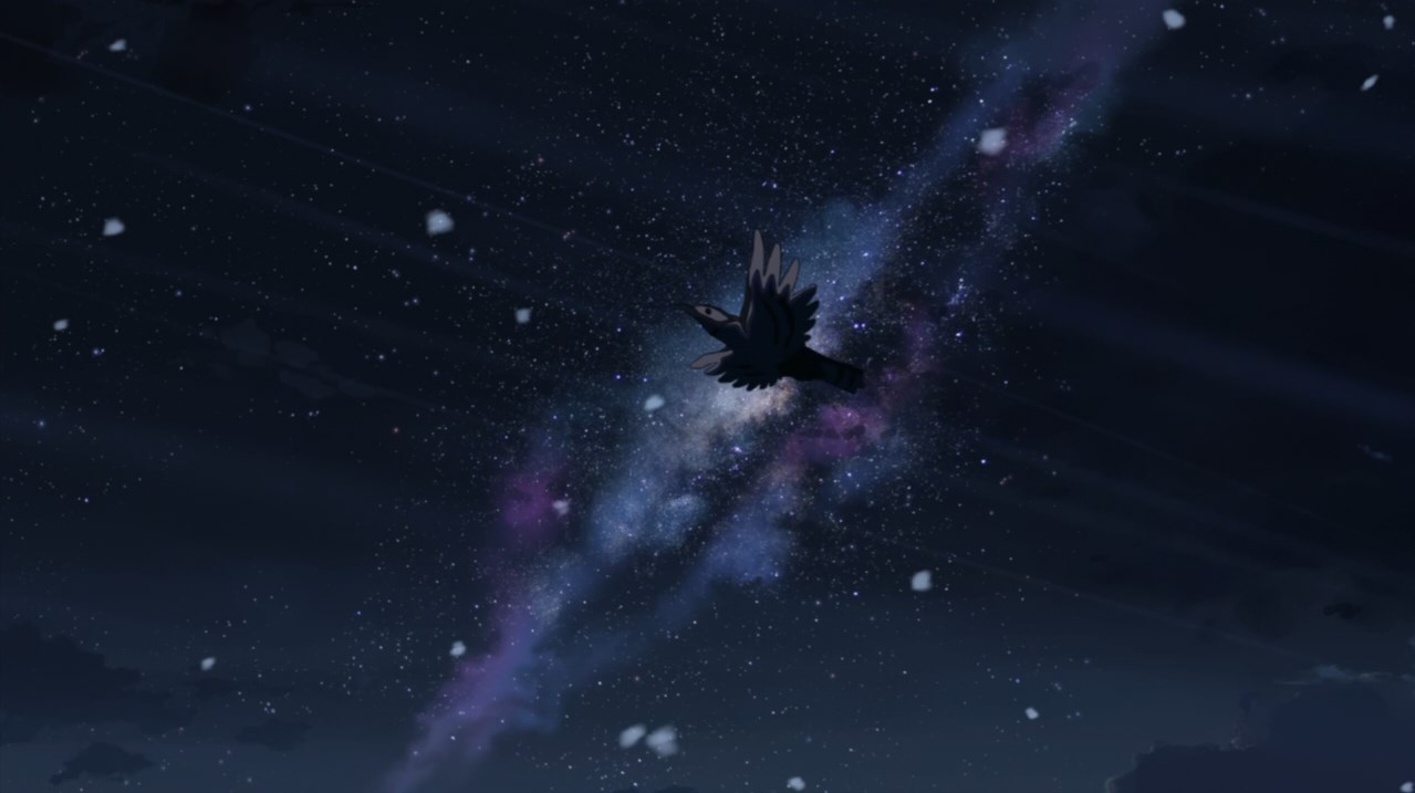 Такаки Тоно В то мгновение я ясно ощутил, что значит вечность... что значит сердце... что значит душа. Я словно бы понял всё то, что случилось со мной за тринадцать лет. Но мгновение прошло, и мне стало невыносимо грустно. Доброта Акари, душа Акари... Смогу ли я сберечь их? Вправе ли я увлекать Акари за собой? Ответов на эти вопросы я не знал. Я отчётливо понял только, что отныне мы с ней уже не сможем быть всегда вместе. Нас по-прежнему ждала необозримая жизнь. Перед нами раскинулась неизбежная равнина времени без конца и края...