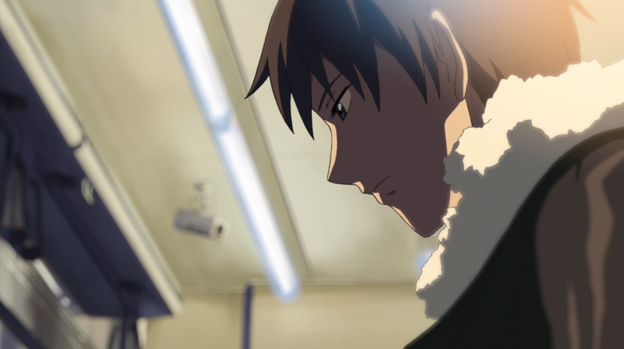 Такаки Тоно Акари Синохара Такаки: — Вчера я видел сон.
Акари: — Очень старый сон.
Такаки: — Во сне нам все еще по тринадцать лет.
Акари: — Вокруг огромная равнина, вся покрытая снегом.
Такаки: — Далекие огни домов расплываются и тонут во тьме.
Акари: — Мы идем по ковру, свежевыпавшего снега, не оставляя следов, идем и думаем...
Такаки: — Однажды мы снова будем любоваться сакурой вместе.
Акари: — Ни он, ни я не сомневаемся в том, что все будет...
Такаки: — ...будет именно так!