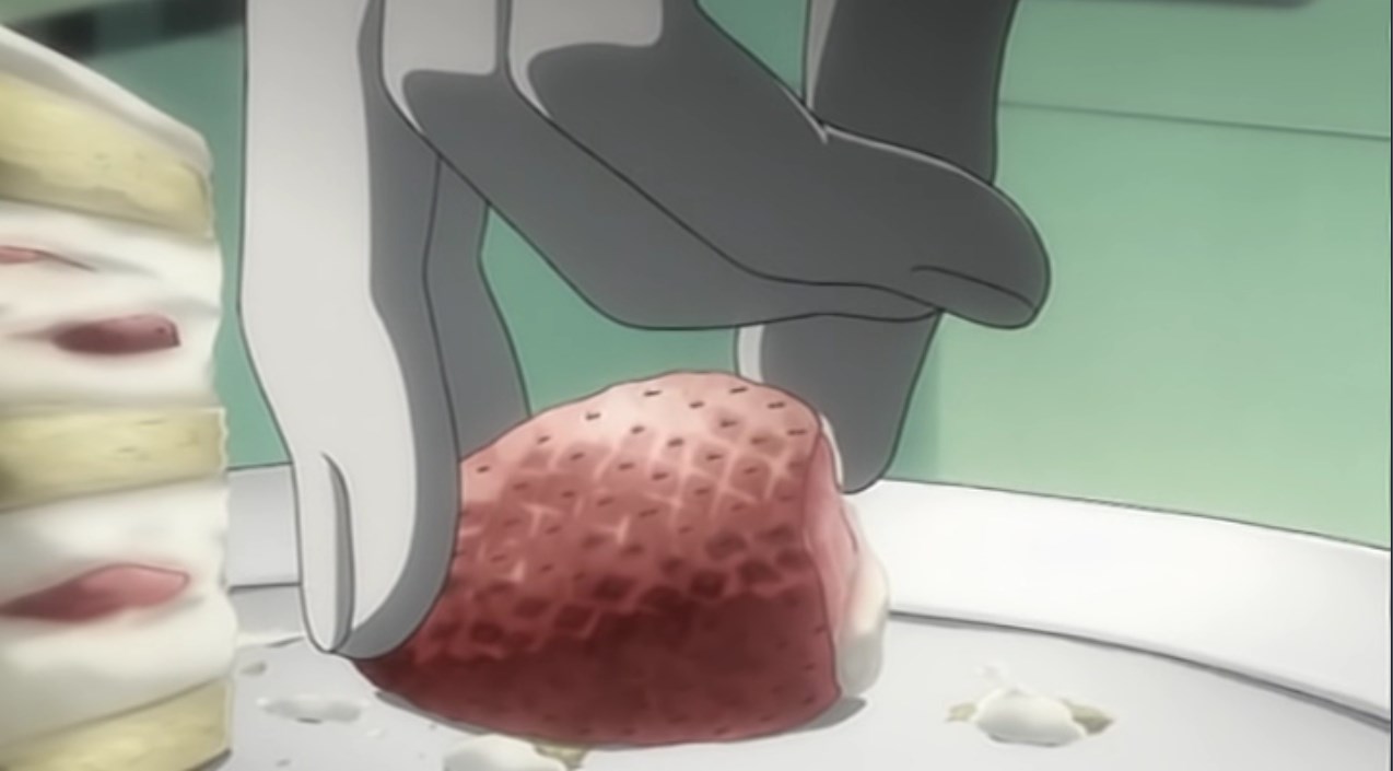 Я дам вам клубничку, если вы никому не расскажете. (Забери эту ягодку. У меня аллергия на клубнику.)