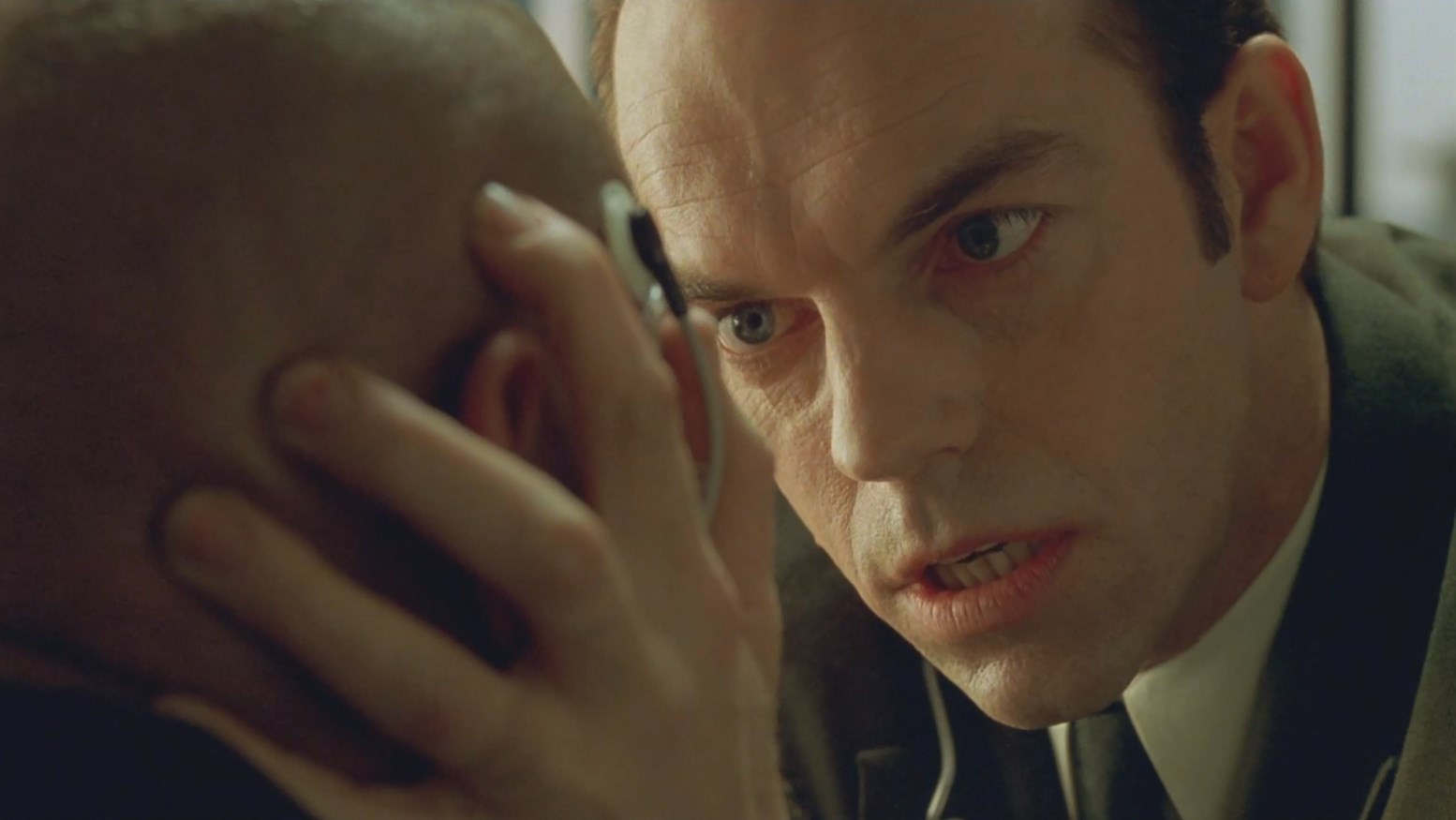 Вы меня слышите, Морфеус? Я буду искренен с Вами. Я... этот город... ненавижу. Этот зоопарк, тюрьму, эту реальность — называйте как хотите — меня просто выворачивает. Даже ваш запах. Я дышу им, ощущаю кожей вашу вонь. И хотя я понимаю, что это глупо, я опасаюсь подхватить вашу заразу, каждый день думаю об этом! Забавно? Мне нужно отсюда выйти. Мне нужно освободиться. Я знаю, что у Вас есть ключ, он — в Вашем мозгу. После разрушения Зиона я могу покинуть вас! Понимаете? Мне нужны коды. Я пытаюсь найти Зион, и Вы мне все по-хорошему расскажете или... умрете.