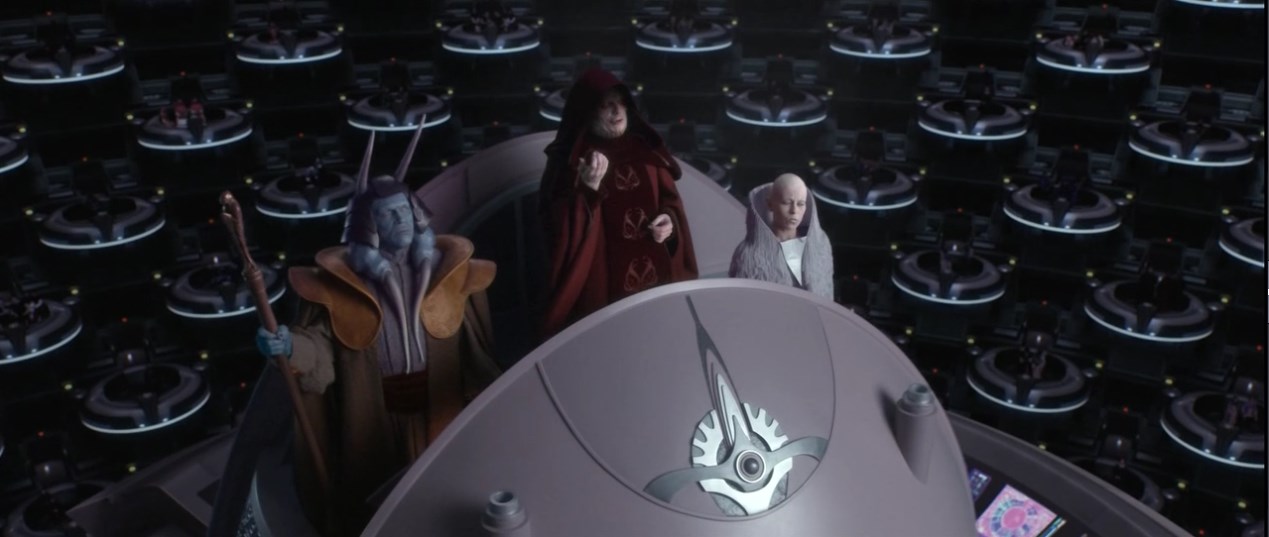 В целях обеспечения безопасности и большей стабильности, Республика будет реорганизована нами в первую Галактическую Империю. Во имя сохранности и во имя блага общества!