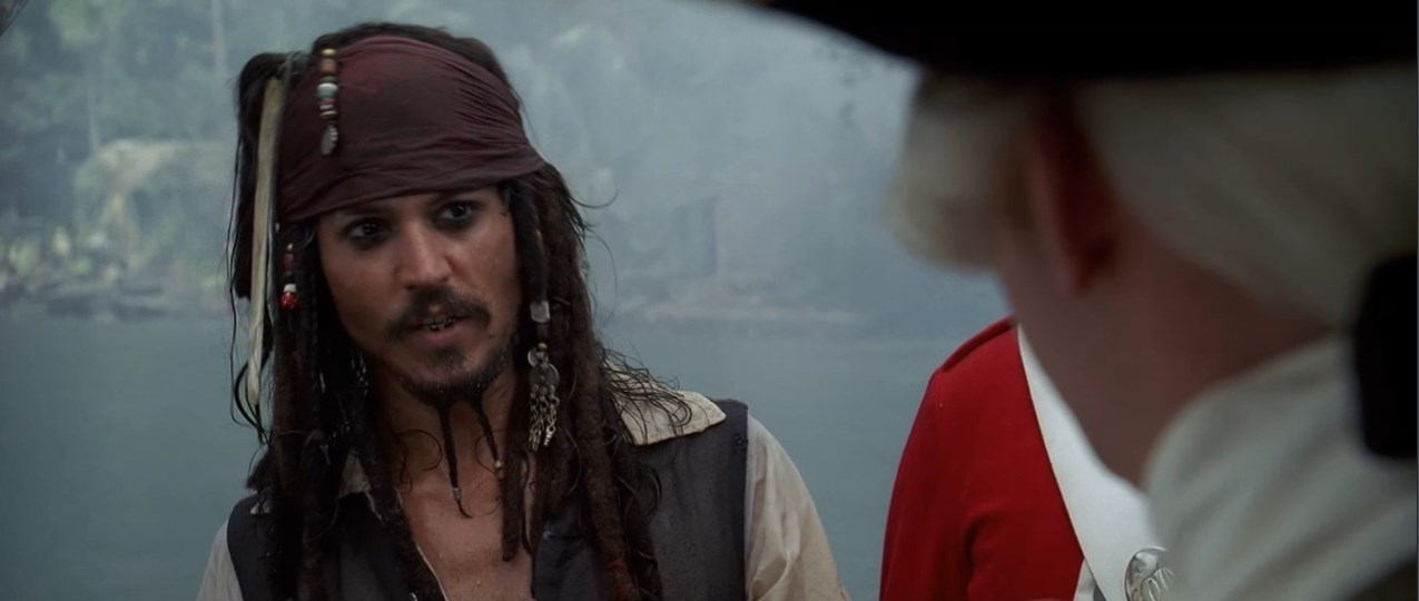 Капитан Джек Воробей Джеймс Норрингтон — Джек Воробей, не так ли?
— Капитан Джек Воробей, мой друг!
— А где же Ваш корабль, капитан?
— Присматриваю его тут.