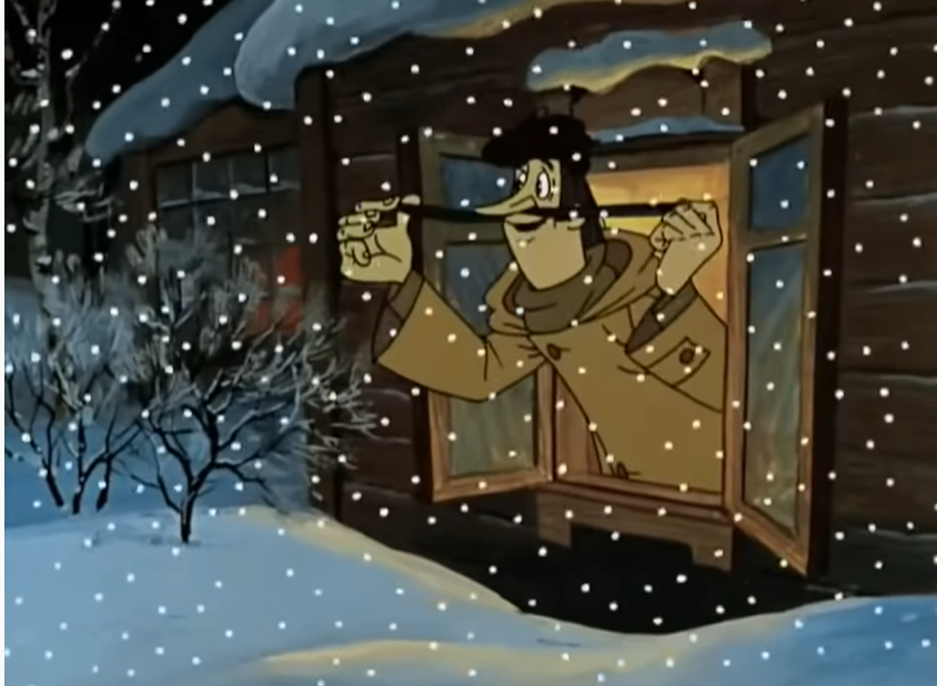 — Ой, какая радость! Там, в телевизоре, какой-то дядя с большими усами вашей маме цветы подарил!
— Я бы этому дяде с большими ушами уши бы пооткрутил!
— Я сейчас вам его покажу. Вот он, этот коварный тип гражданской наружности!